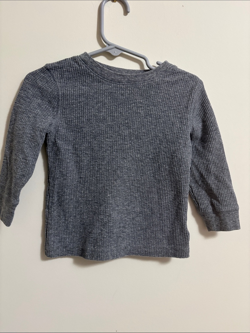 Gray Long-Sleeve Waffle Knit Kids Top